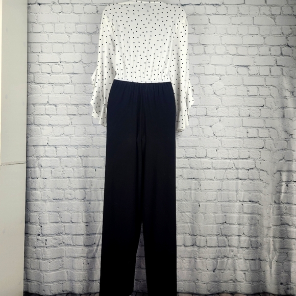 Emma & Michelle Size M Polka Dot Wrap Top Jumpsuit - Picture 5 of 6